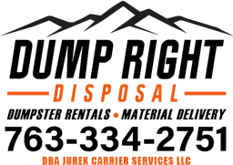 Dunair Right Disposal logo with mountains, offering waste disposal services and contact information.