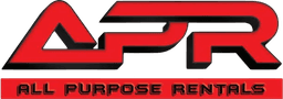 Red logo of APR (All Purpose Rentals) featuring bold lettering and dynamic design.